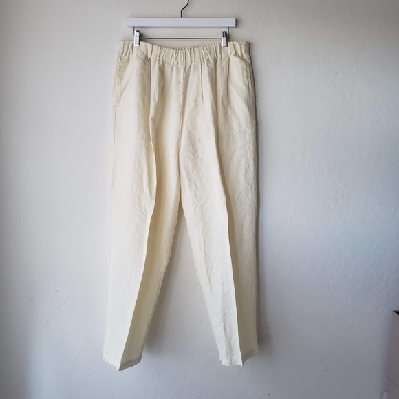 90's Linen Buttercream Pull on Pants Women's XL Minimalist - Picture 5 of 6